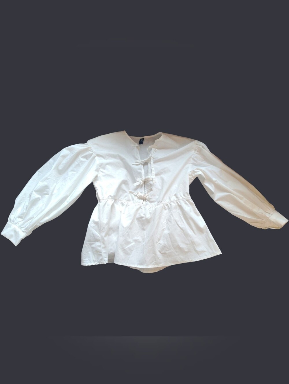 Shein White Peplum Tie-Front Women's Top